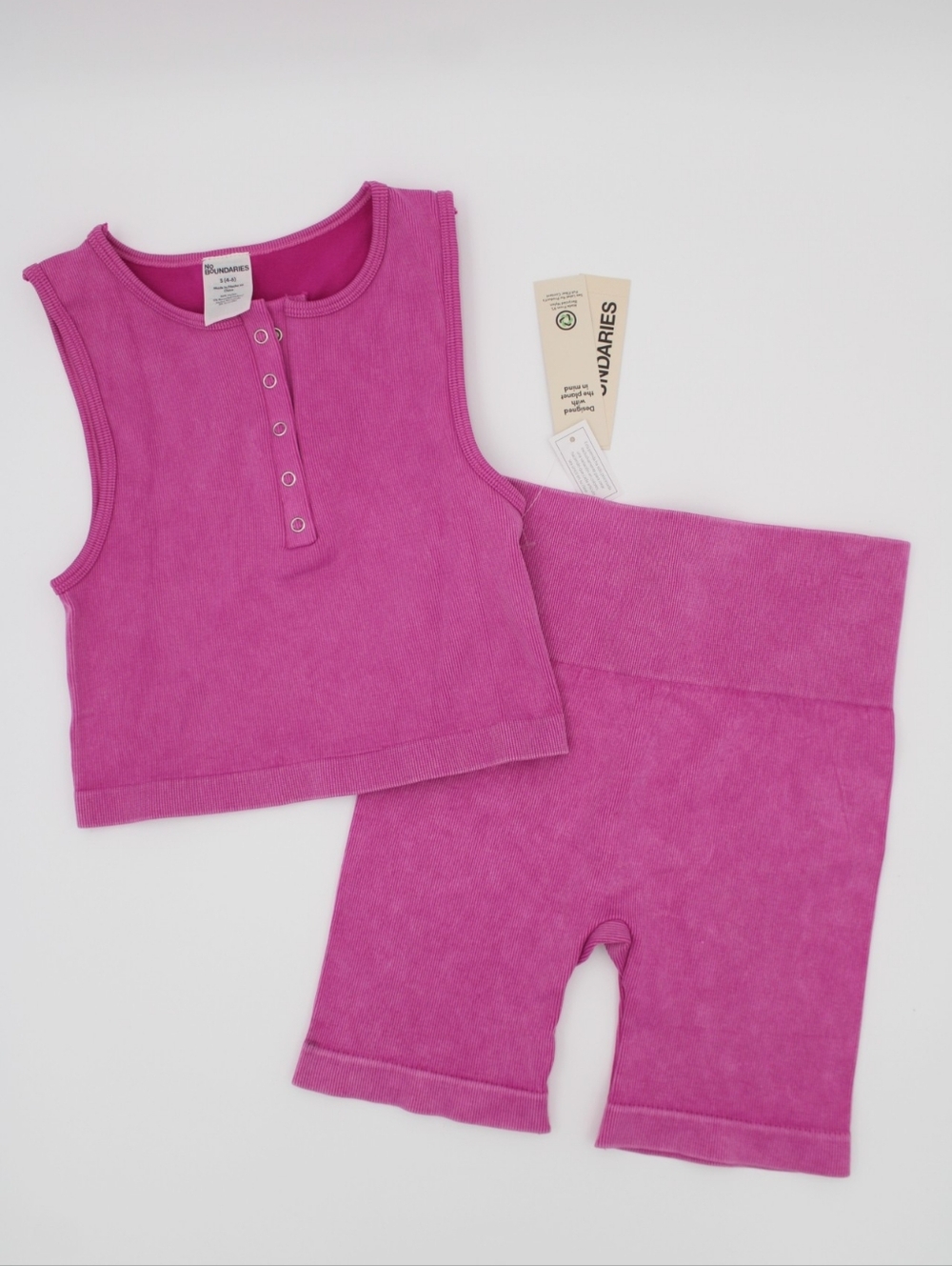 NWT No Boundaries Pink Ribbed Seamless 2PC Set Size S